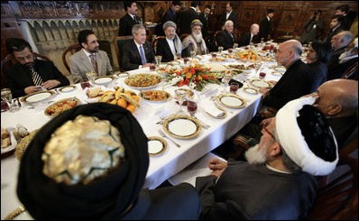 Mr. Bush with his fundamentalist puppets in Afghanistan