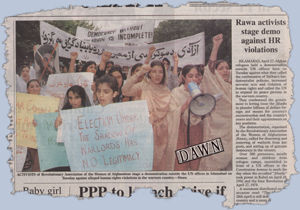 Reflection of RAWA demonstration in The Dawn