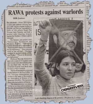 Reflection of RAWA demonstration in the Pakistan Observer